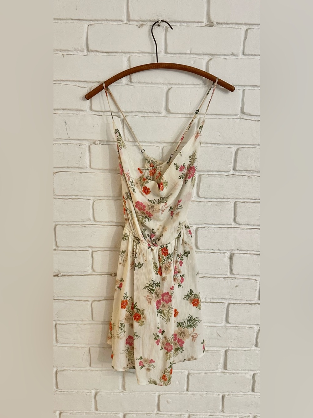 O'Neill Cream Mini Dress with Pink & Orange Floral Print